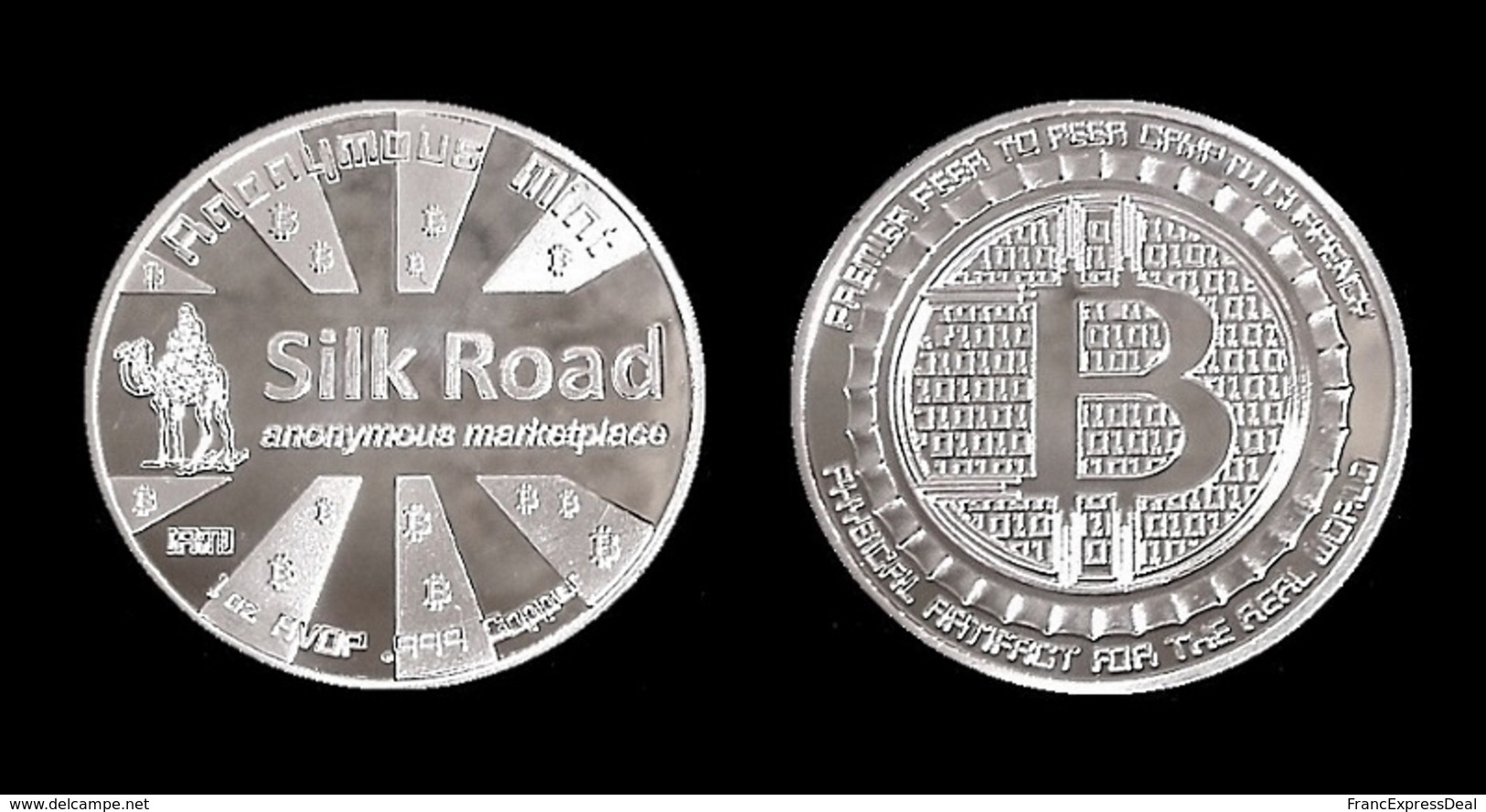 1 Pièce Plaquée ARGENT ( SILVER Plated Coin ) - Bitcoin Anonymous Silk Road BTC - Other & Unclassified