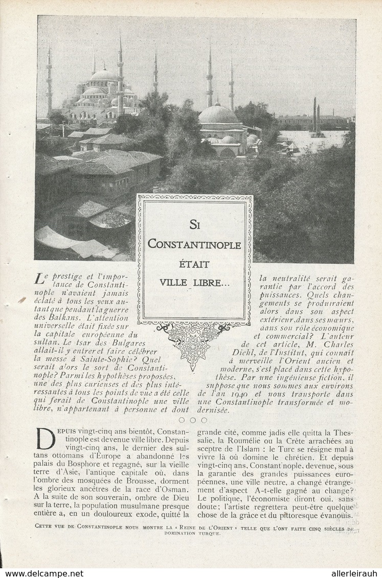 Si Constantinople était Ville Libre  /  Article , Pris D`un Magazine / 1912 - Sonstige & Ohne Zuordnung