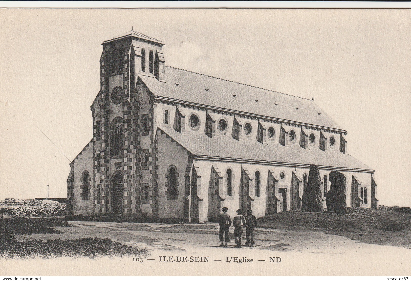 Rare Cpa Ile De Sein L'église - Ile De Sein