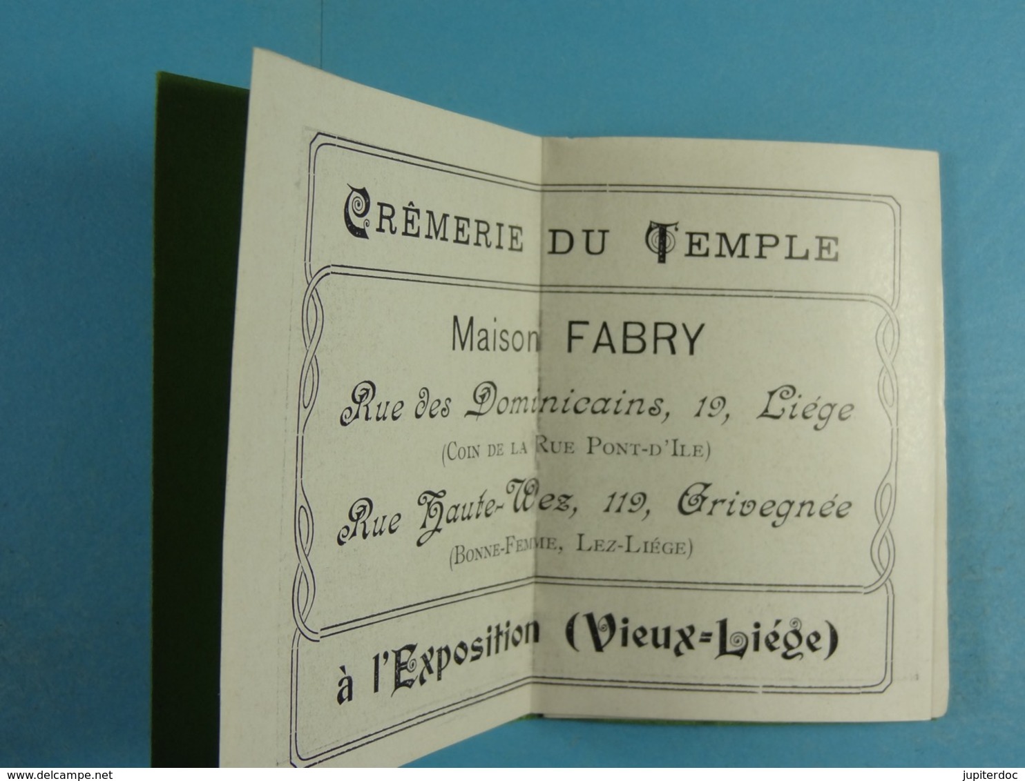 Souvenir de l'Exposition du Vieux Liège 1905 Publicité Crèmerie du Temple (Format 5,5 cm x 7,5 cm)