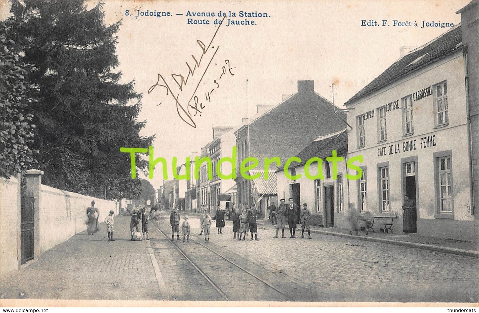 CPA JODOIGNE AVENUE DE LA STATION  ROUTE DE JAUCHE CAFE DE LA BONNE FEMME - Jodoigne