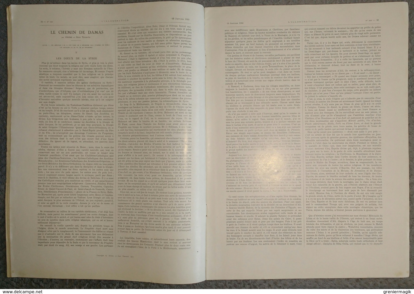 L'Illustration 4167 13 janvier 1923 L'occupation de la Ruhr/Tunnel des Batignolles/Lucien Guitry/Niagara/Howard Carter