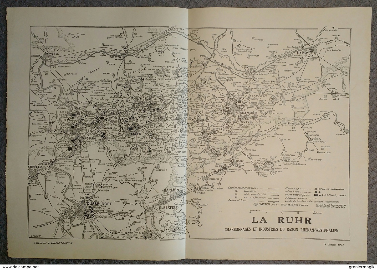 L'Illustration 4167 13 janvier 1923 L'occupation de la Ruhr/Tunnel des Batignolles/Lucien Guitry/Niagara/Howard Carter
