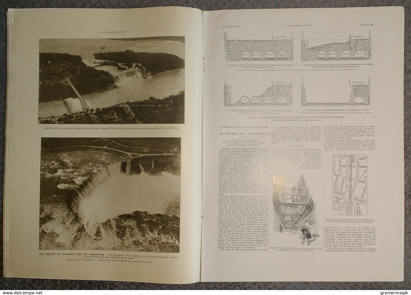 L'Illustration 4167 13 janvier 1923 L'occupation de la Ruhr/Tunnel des Batignolles/Lucien Guitry/Niagara/Howard Carter