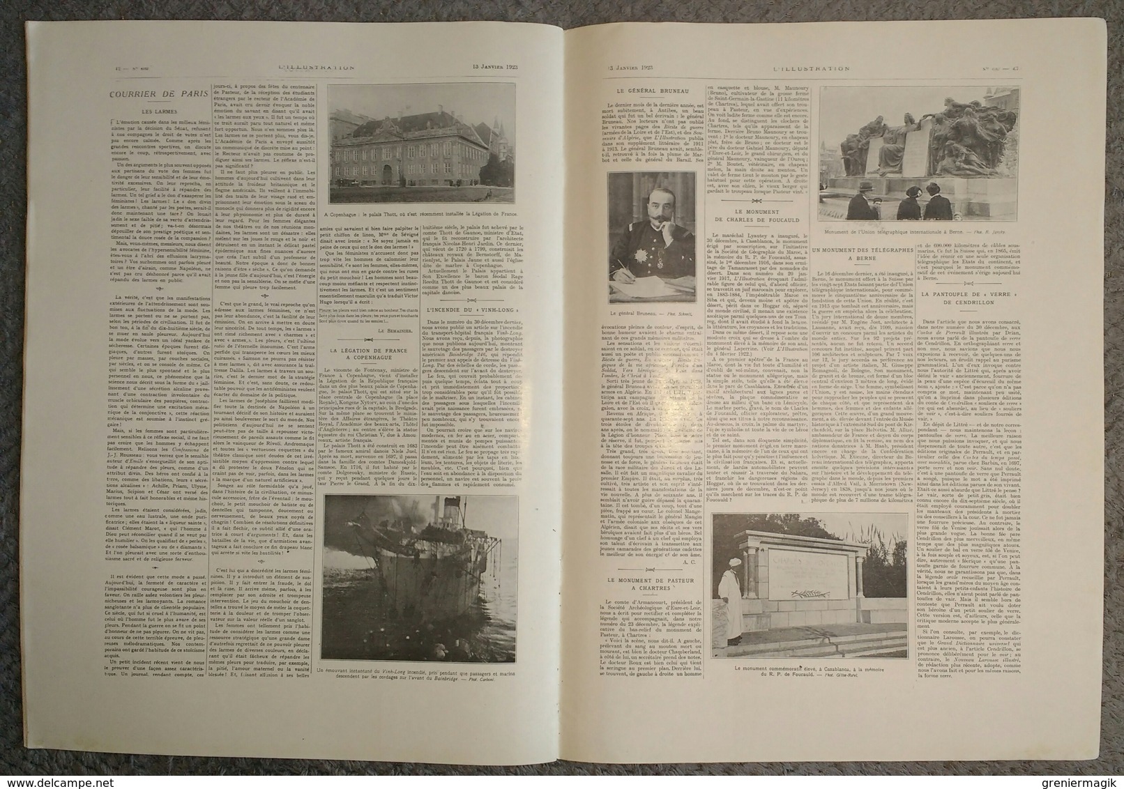 L'Illustration 4167 13 janvier 1923 L'occupation de la Ruhr/Tunnel des Batignolles/Lucien Guitry/Niagara/Howard Carter