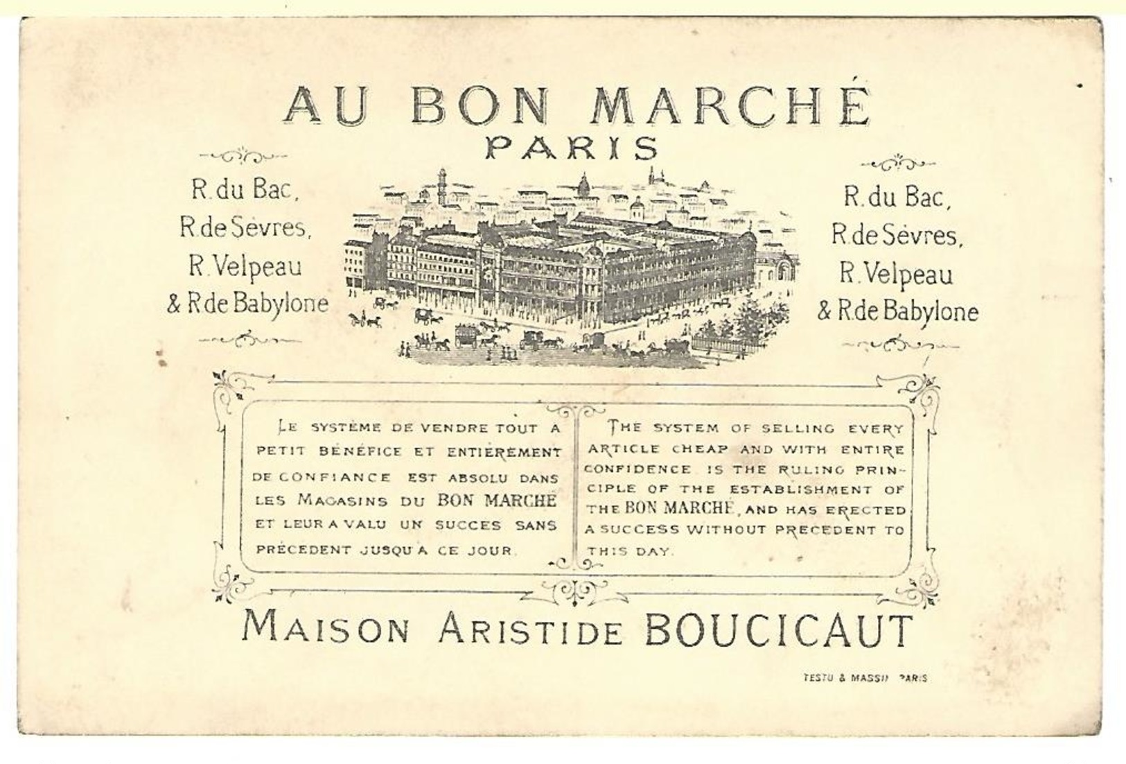 CHROMO AU BON MARCHE JEUNE FILLE FLUTE A BEC - Au Bon Marché