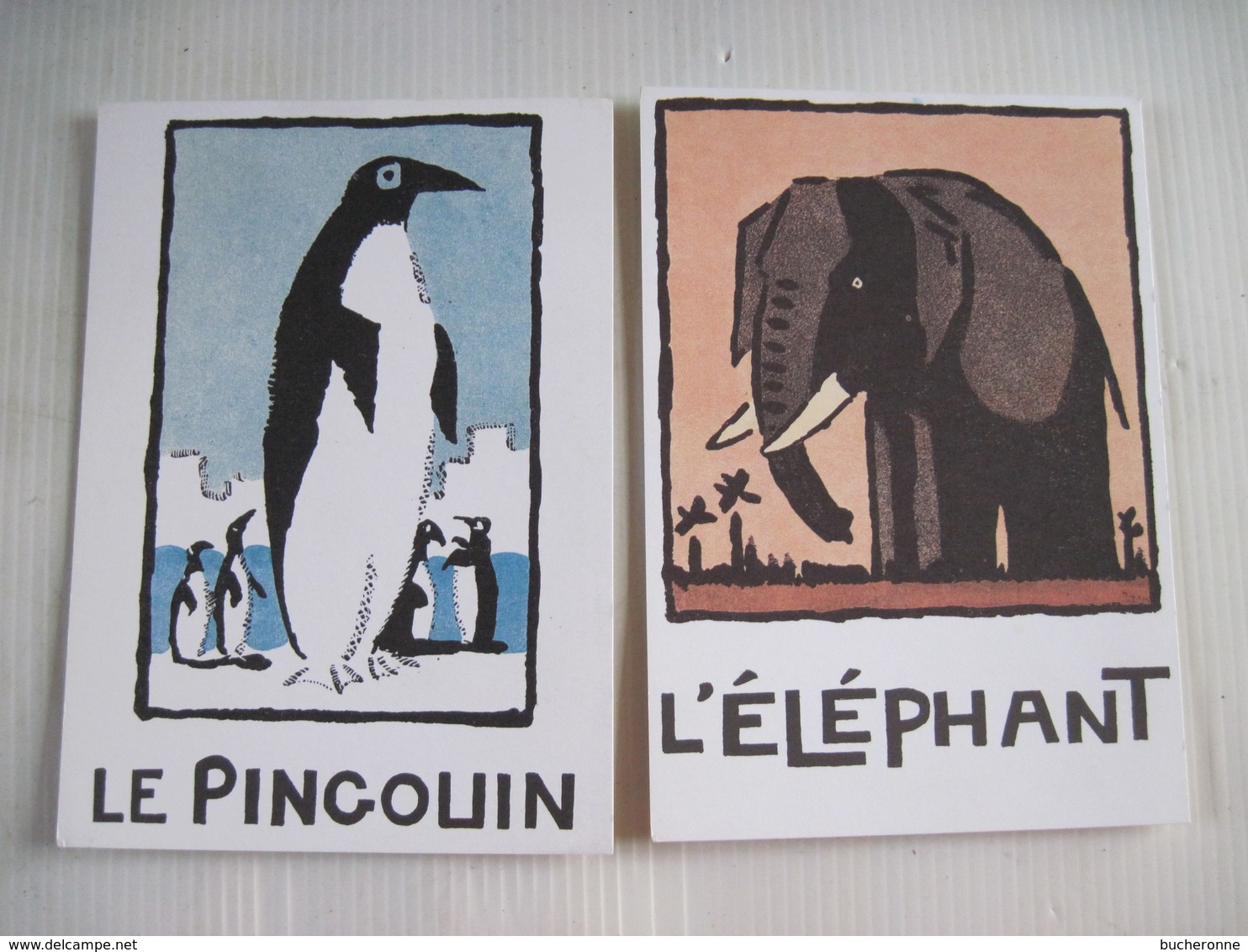 2 CPM Le PINGOUIN & L'ELEPHANT André Hellé édition Circonflexe PARIS 1991 TBE - Ohne Zuordnung