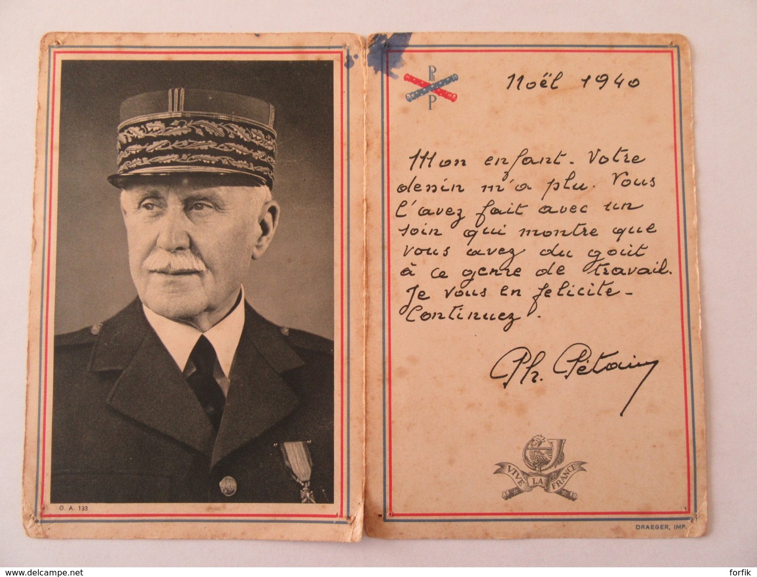Carte Postale Ouvrante - Maréchal Pétain Avec Un Texte Imprimé Pour Noël 1940 - Propagande - Cachet Vichy 1941 - Hommes Politiques & Militaires