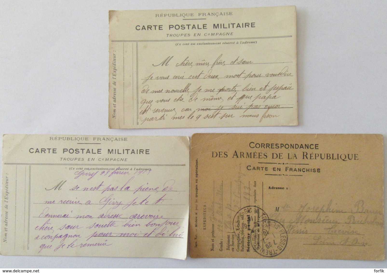 Lot De 7 Correspondances Militaires Guerre 14-18 Dont Cartes-lettres, Cartes Postales- Circulées, Certaines Avec Cachets - Guerre De 1914-18