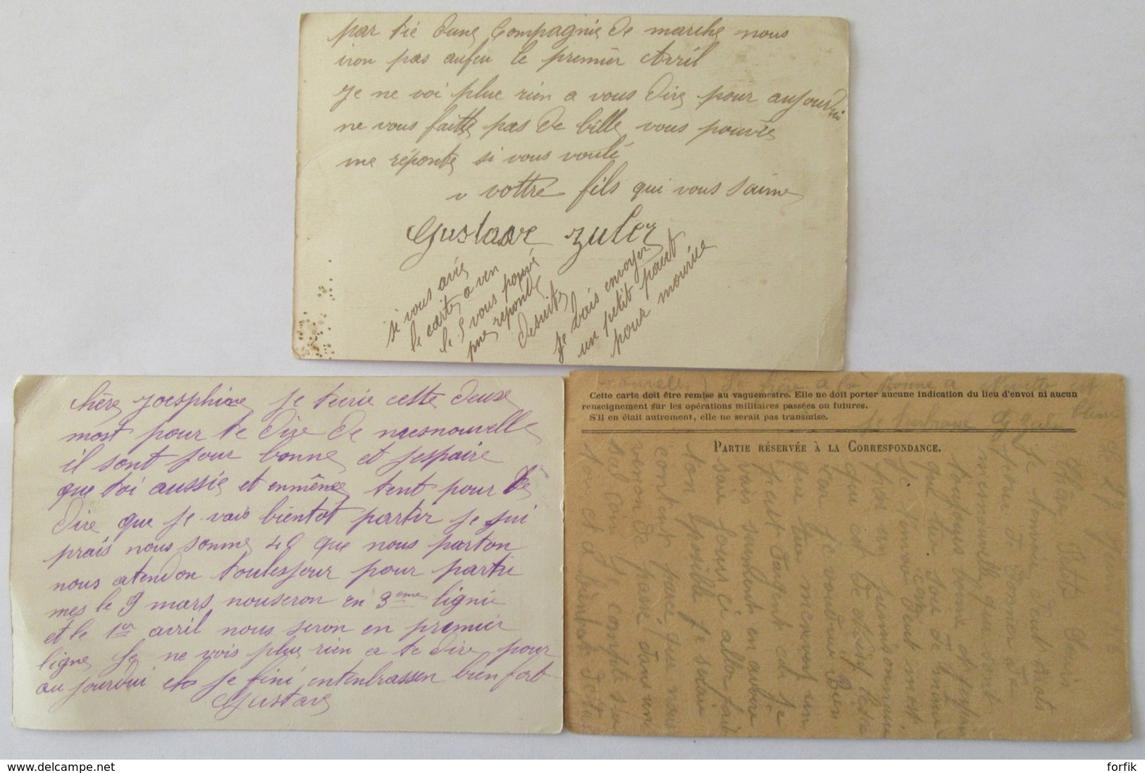 Lot De 7 Correspondances Militaires Guerre 14-18 Dont Cartes-lettres, Cartes Postales- Circulées, Certaines Avec Cachets - Guerre De 1914-18