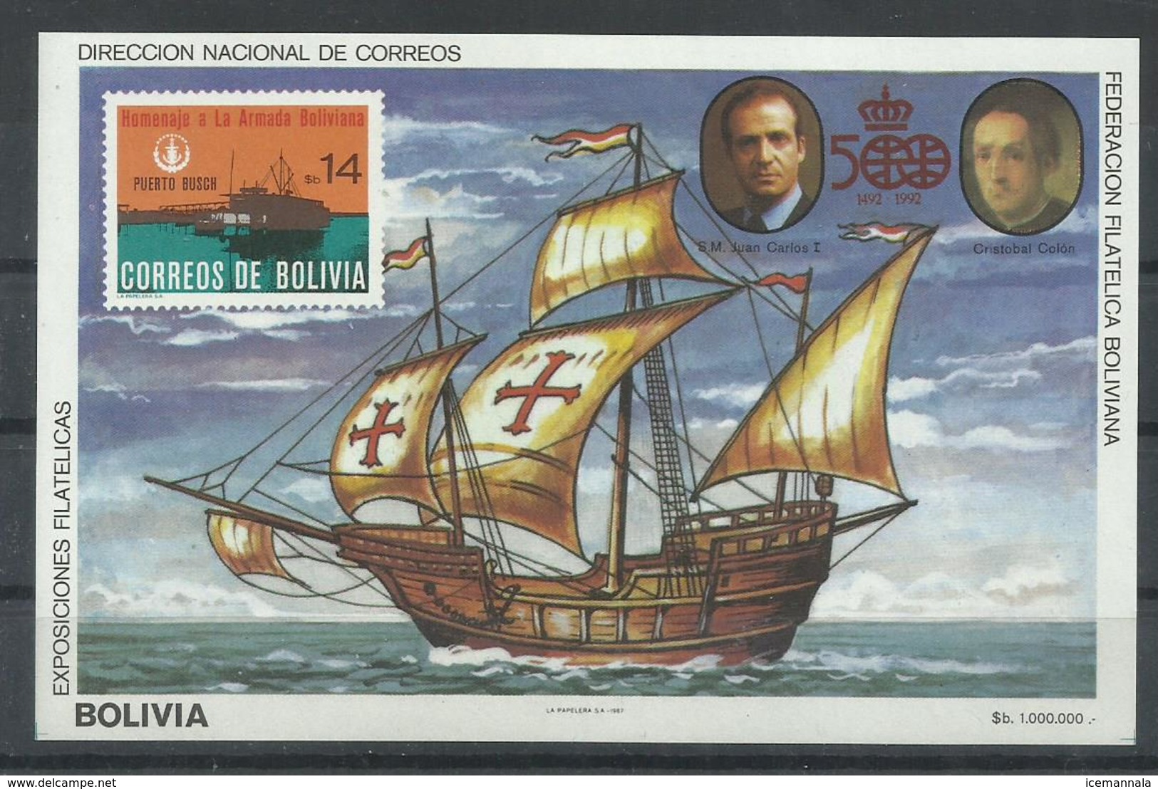 BOLIVIA HOJA BLOQUE  5º CENTENARIO   MNH  ** - Bolivia