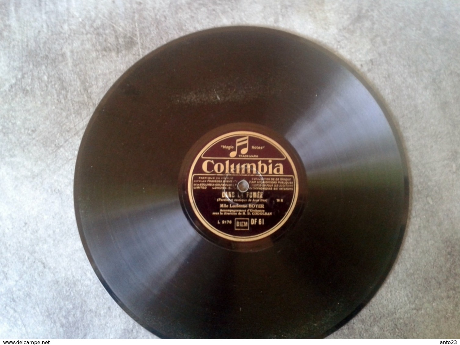 78 Tours - DISQUE "GRAMOPHONE" PARLER MOI D AMOUR ET DANS LA FUMEE PAR LUCIENNE BOYER COLUMBIA SANS POCHETTE - 78 G - Dischi Per Fonografi