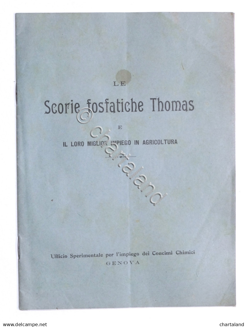 Agraria - Le Scorie Fosfatiche Thomas E Loro Impiego In Agricoltura - 1910 Ca. - Non Classificati