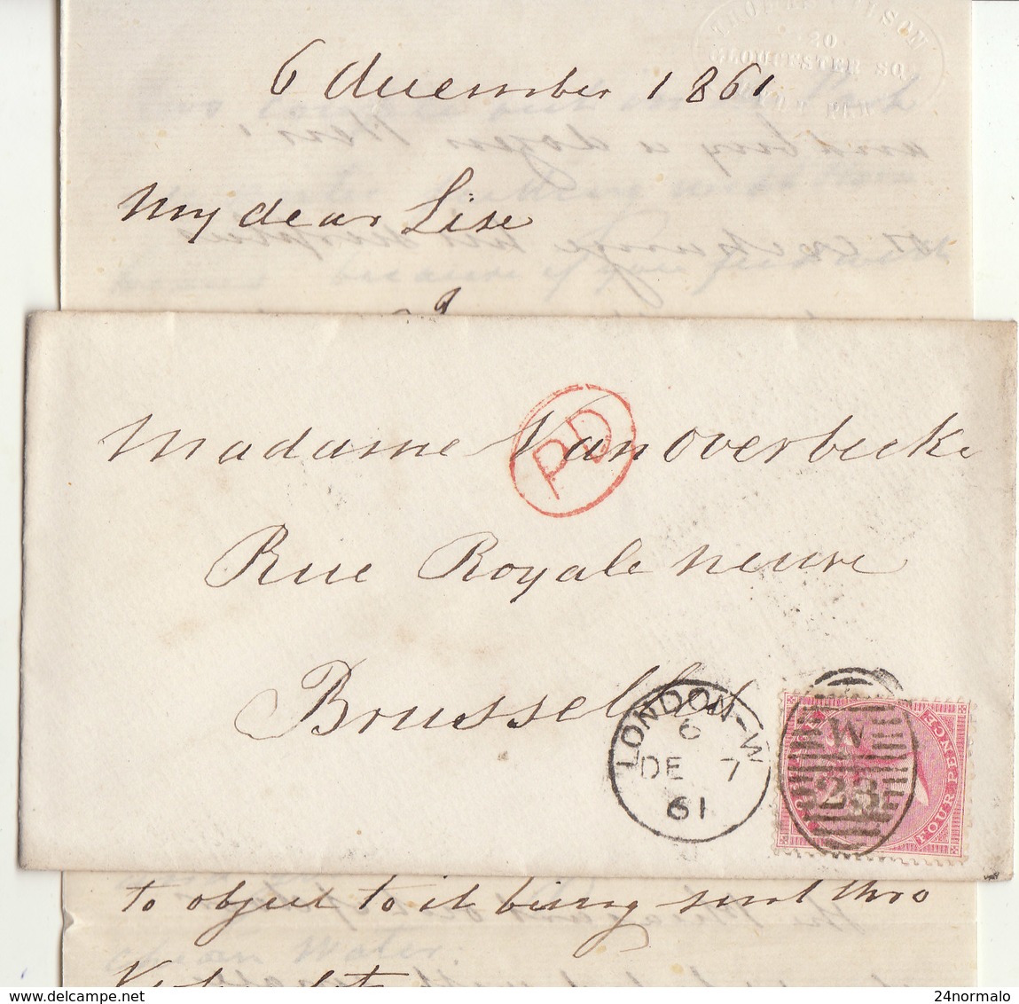 1861 Letter With Text 4p From London Bruxelles  Belgique - Covers & Documents