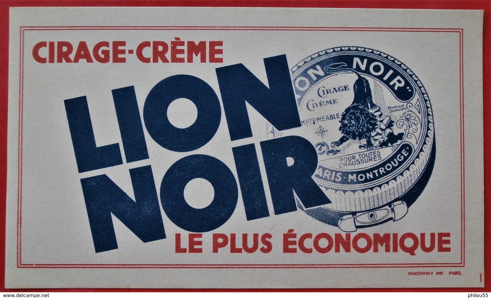 Ancien Buvard D'Ecole PUBLICITAIRE Cirage Creme LION NOIR Paris Montrouge - Autres & Non Classés