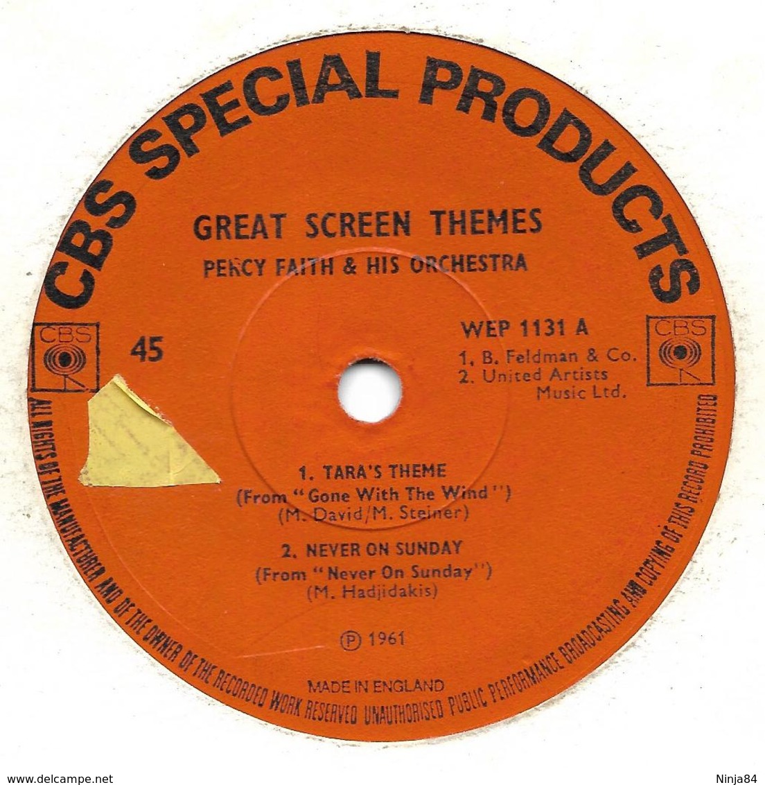 EP 45 RPM (7")  Faith Percy / Barry John   "  Great Screen Themes  "  Angleterre - Sonstige - Englische Musik