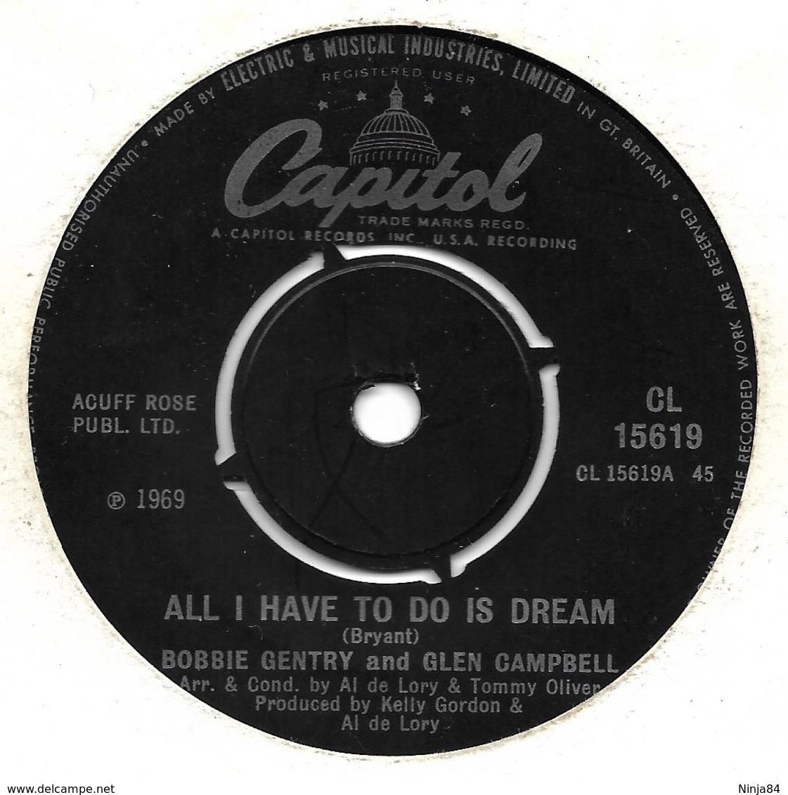 SP 45 RPM (7")   Bobbie Gentry And Glen Campbell ‎   "  All I Have To Do Is Dream  " Angleterre - Sonstige - Englische Musik