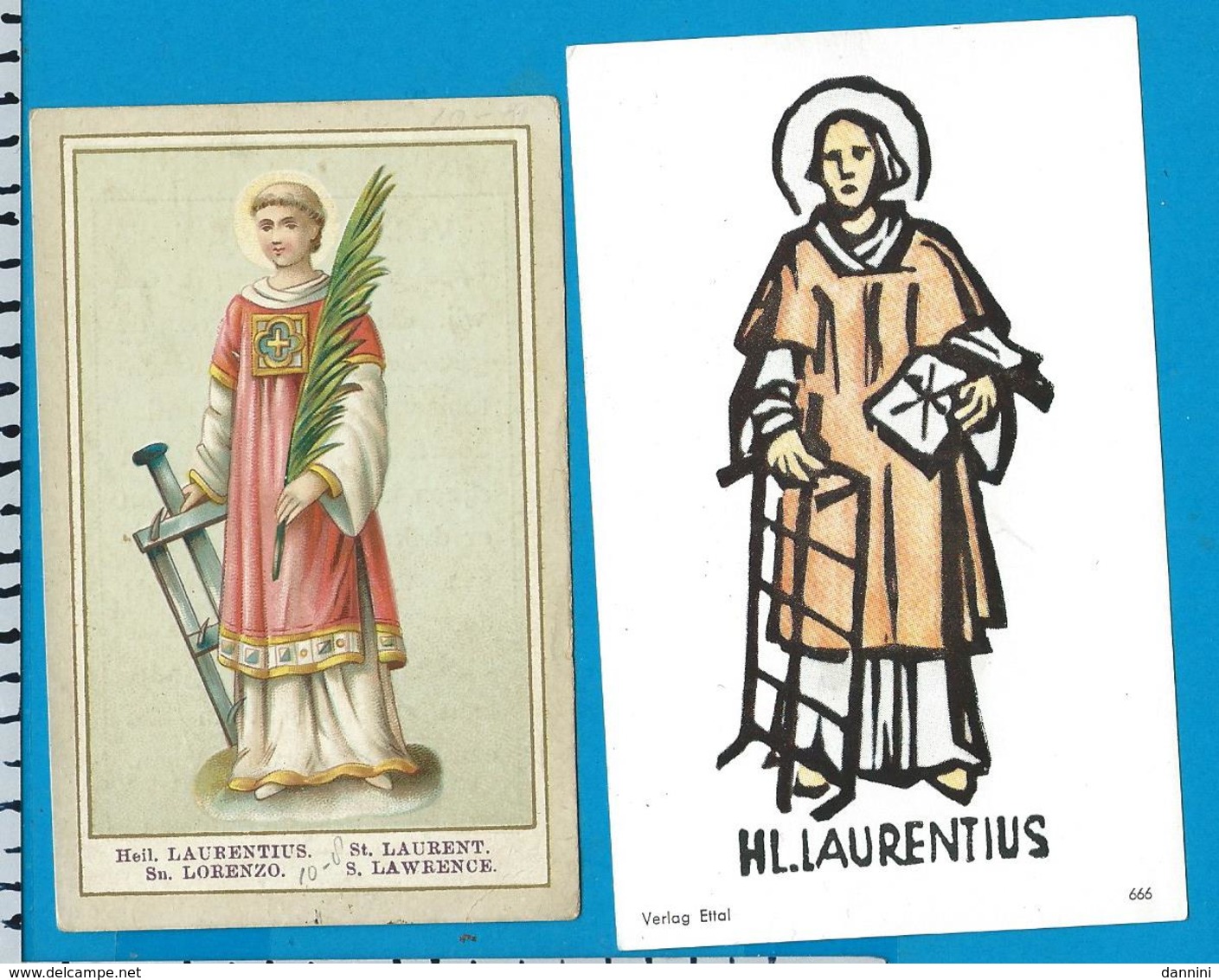 Holycard    St. Laurentius    2 Pieces - Devotieprenten