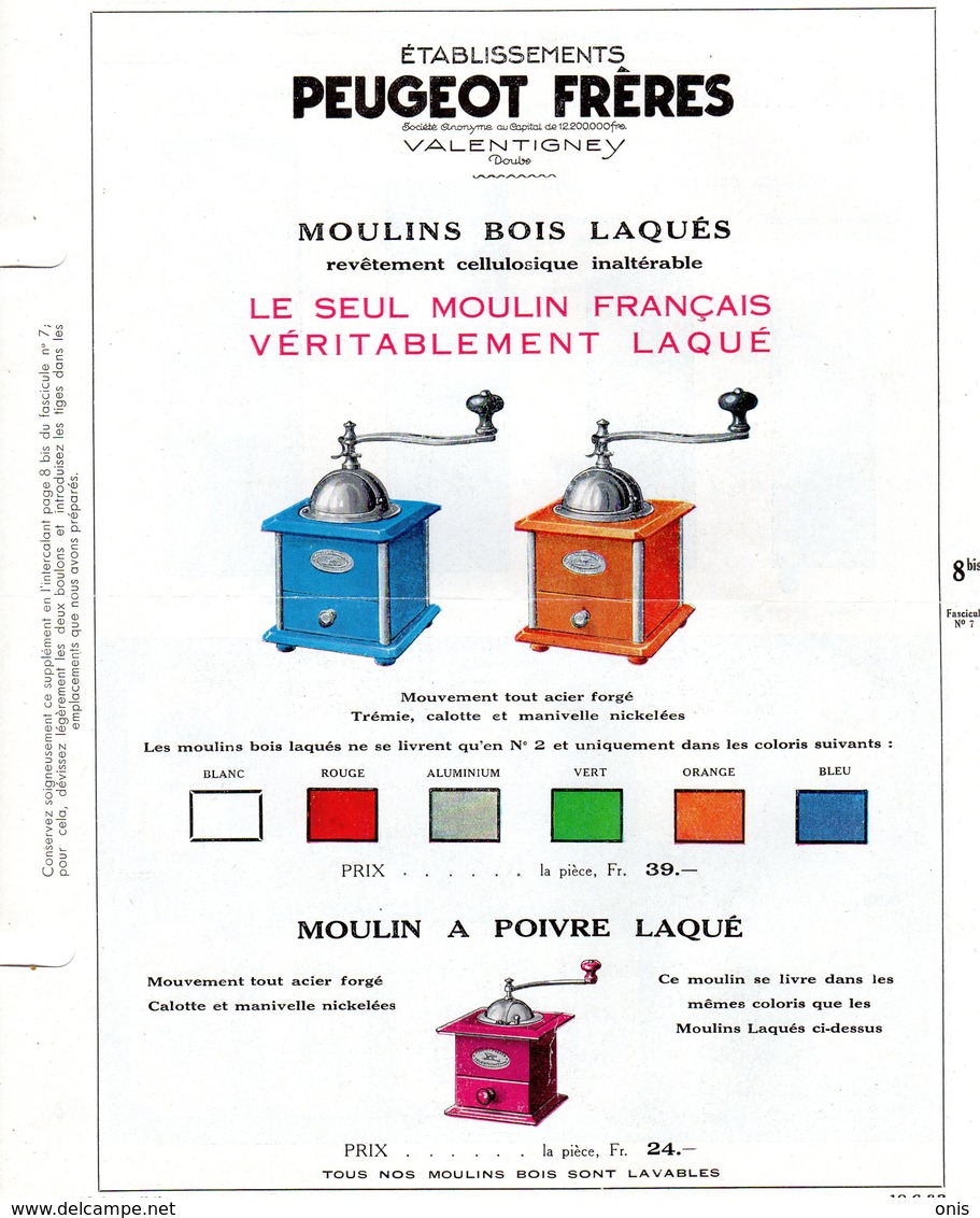 Catalogue PEUGEOT ,Valentigney : Moulins à Café ,hachoirs.....1931 ; 34 Pages Illustrées ;bon état : 30x25 Cm - Otros & Sin Clasificación