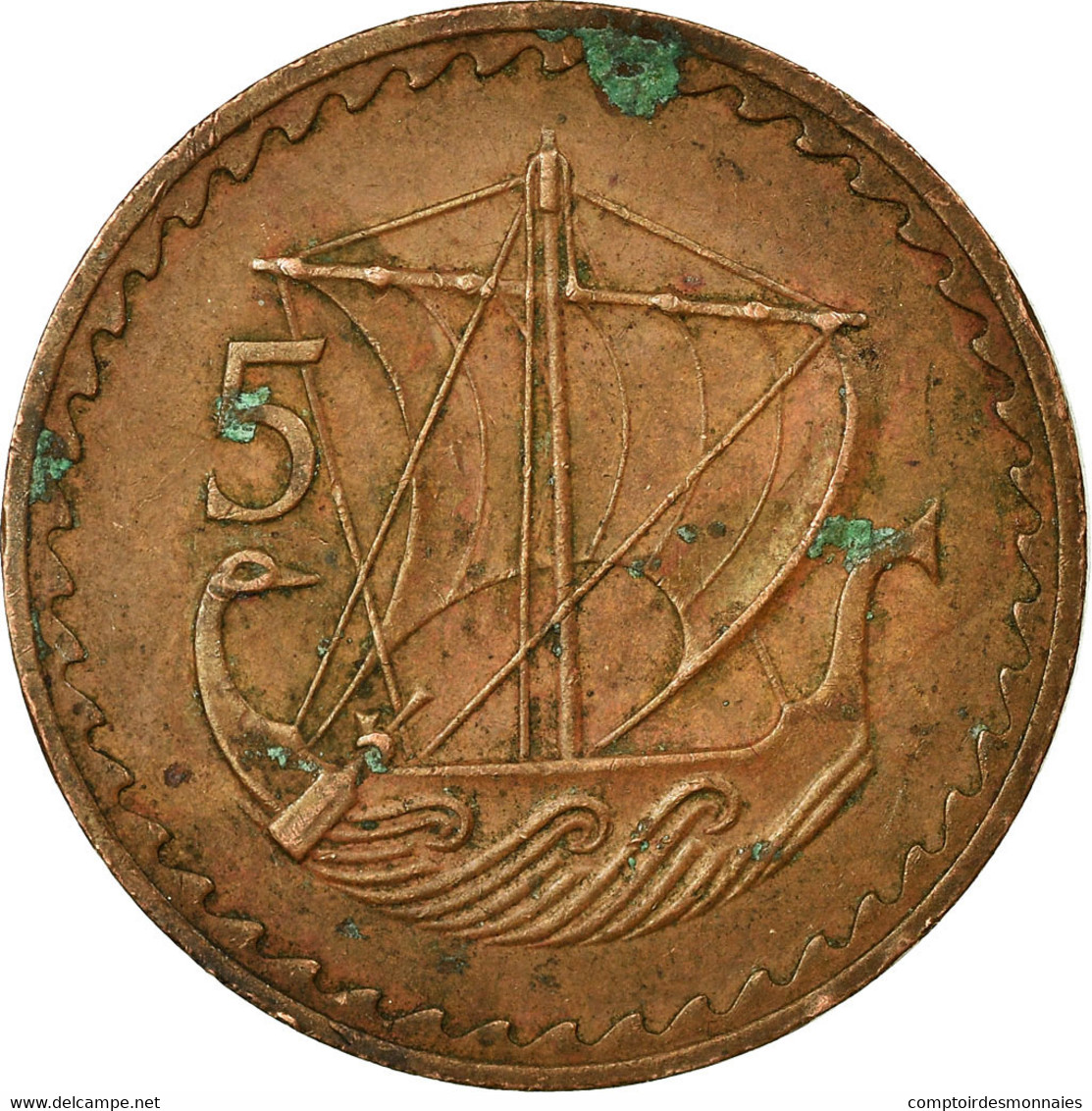Monnaie, Chypre, 5 Mils, 1980, TB, Bronze, KM:39 - Chypre