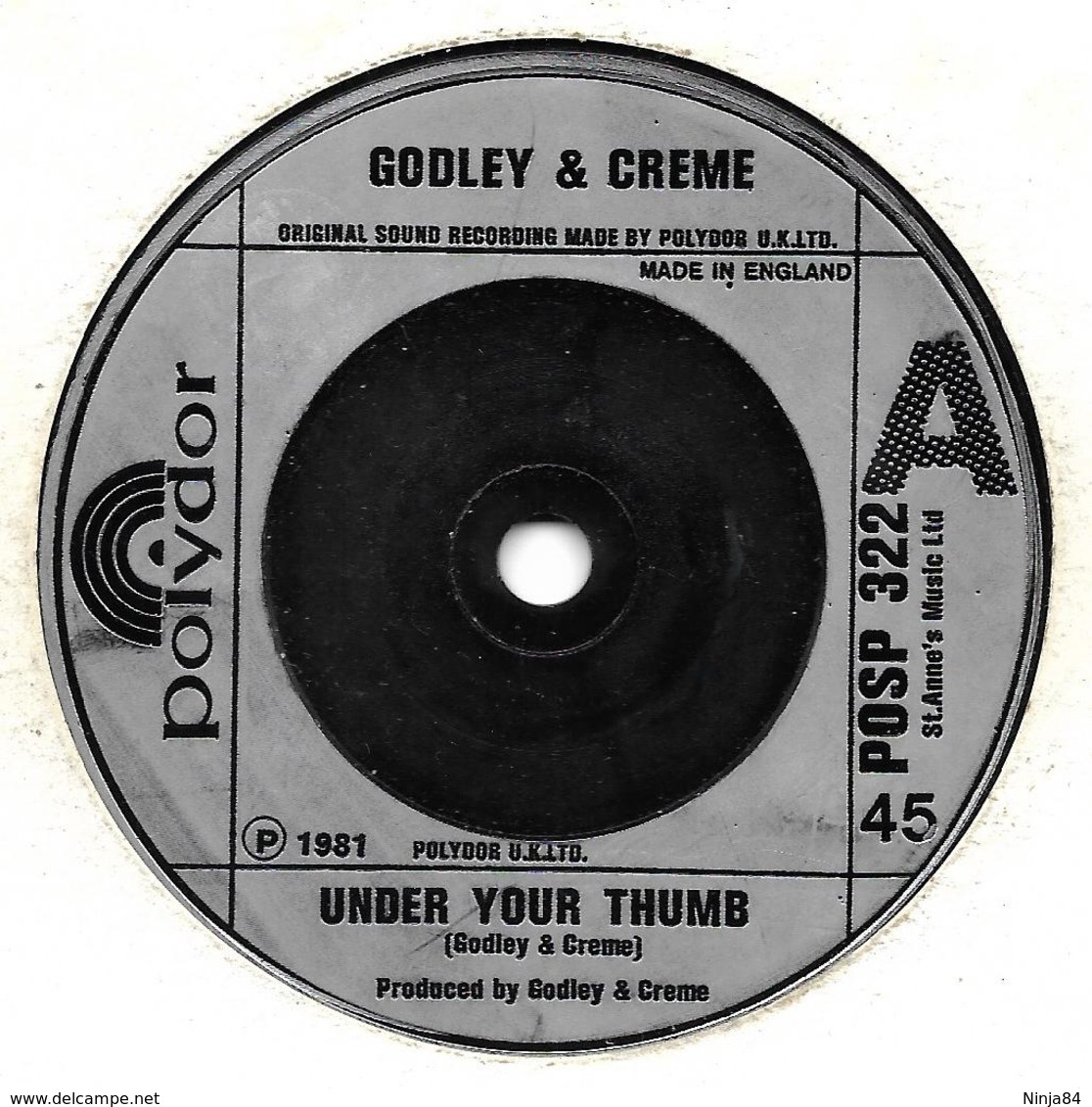 SP 45 RPM (7")   Godley & Creme  "  Under Your Thumb  "  Angleterre - Sonstige - Englische Musik