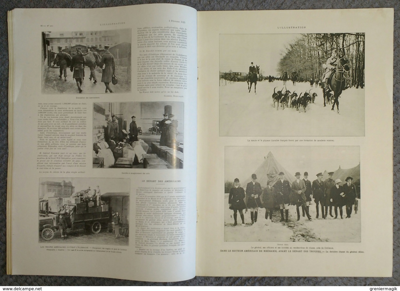 L'Illustration 4170 3 février 1923 Départ des américains de Rhénanie/Ruhr/Toutankhamon/Memel/Vol à voile/Le radium