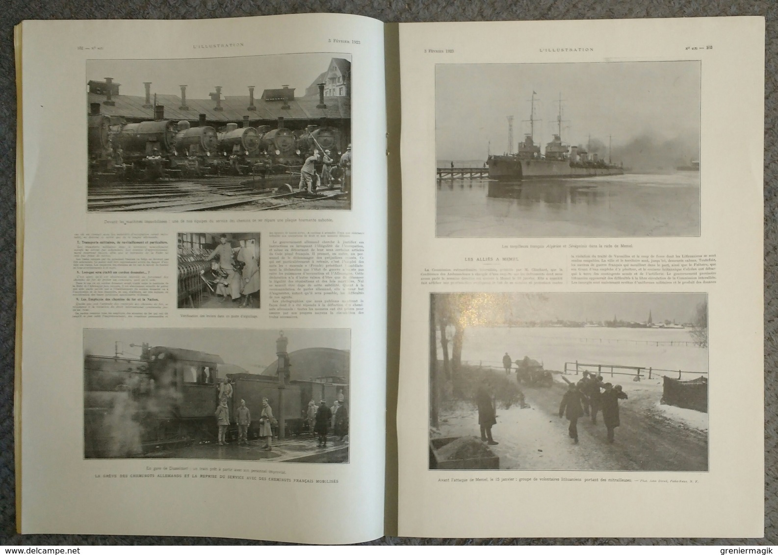 L'Illustration 4170 3 février 1923 Départ des américains de Rhénanie/Ruhr/Toutankhamon/Memel/Vol à voile/Le radium