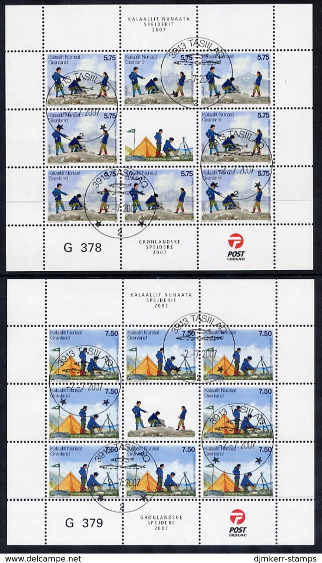 GREENLAND 2007 Europa: Scouting Sheetlets Of 8 Stamps, Cancelled.  Michel 480-81 - Bloques