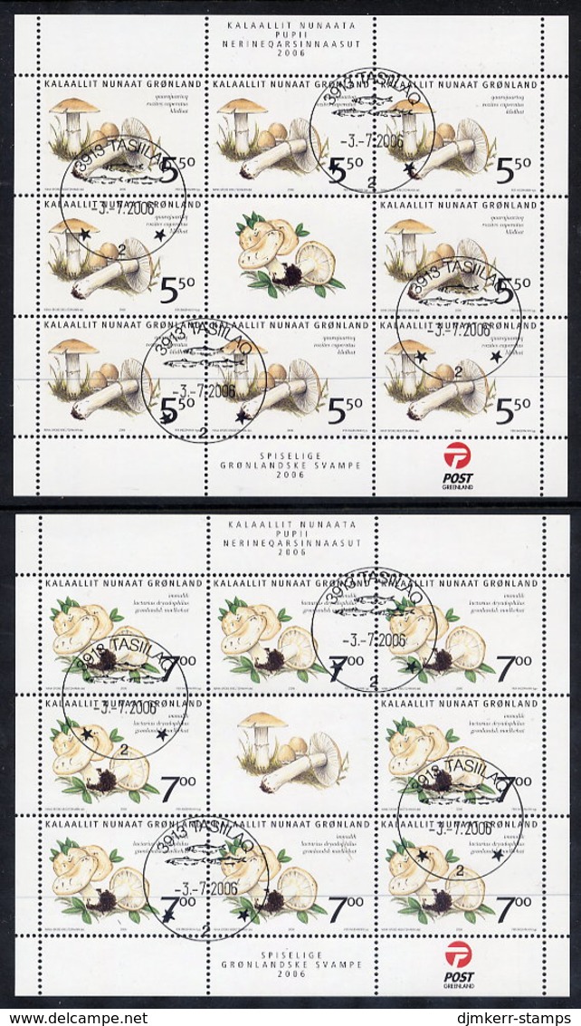 GREENLAND 2006 Fungi Sheetlets Of 8 Stamps, Cancelled.  Michel 464-65 - Blocks & Kleinbögen
