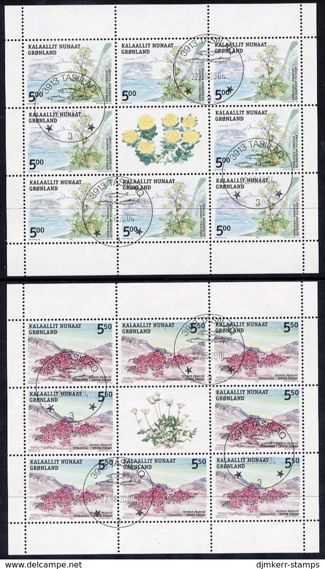 GREENLAND 2004 Edible Plants Sheetlets Of 8 Stamps, Cancelled.  Michel 418-19 - Blocks & Kleinbögen