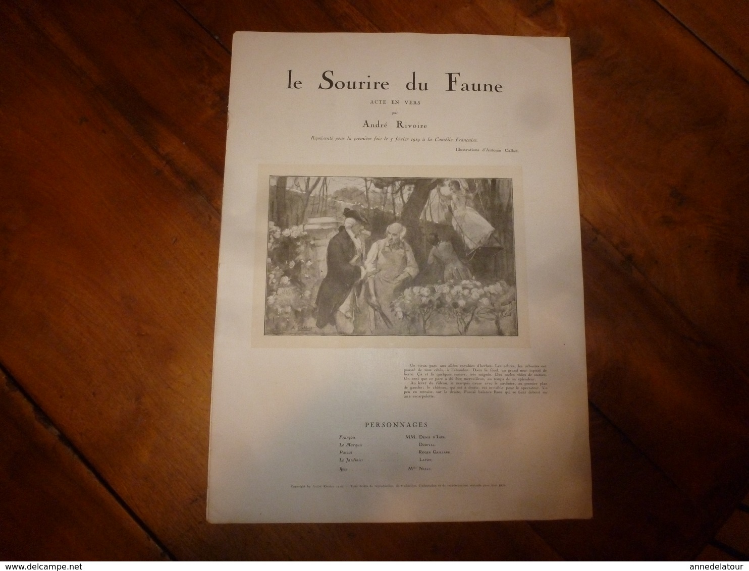 1919 LE SOURIRE DU FAUNE , Acte En Vers , Par André Rivoire- Présenté à La Comédie Française Le 5 Fev 1919 (ill Calbet) - Auteurs Français