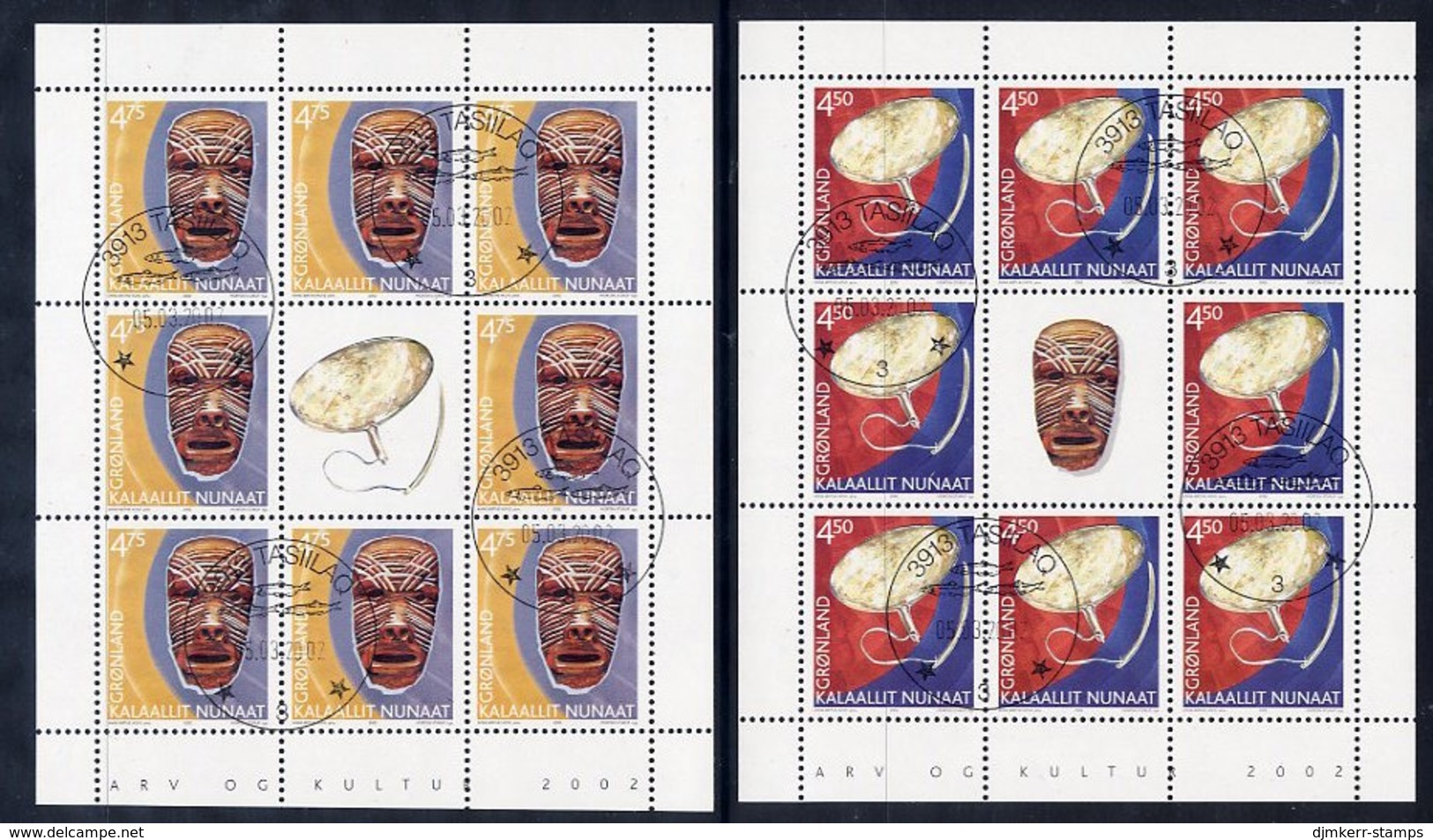 GREENLAND 2002 Cultural Heritage Sheetlets Of 8 Stamps, Cancelled.  Michel 379-80 - Bloques