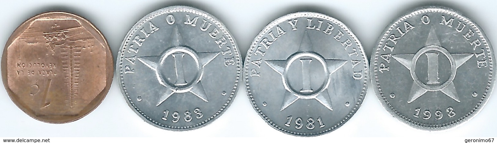 Cuba - Centavo - 1981 (KM33.1) 1983 (KM33.2) 1998 (KM33.3) & 2007 (KM733) - Cuba