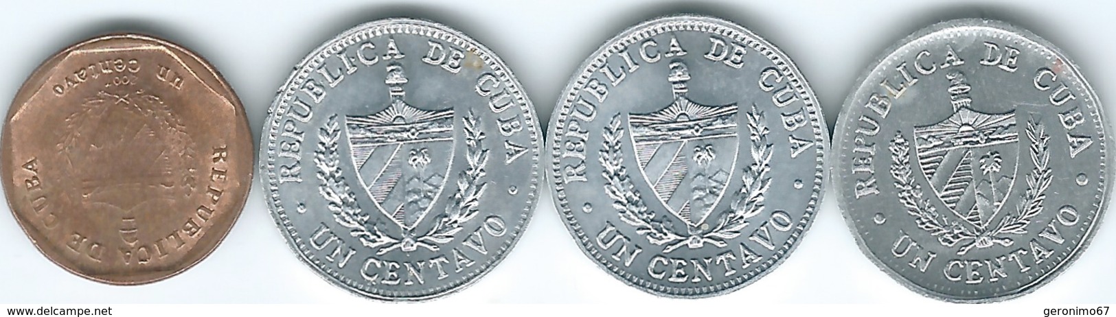 Cuba - Centavo - 1981 (KM33.1) 1983 (KM33.2) 1998 (KM33.3) & 2007 (KM733) - Cuba