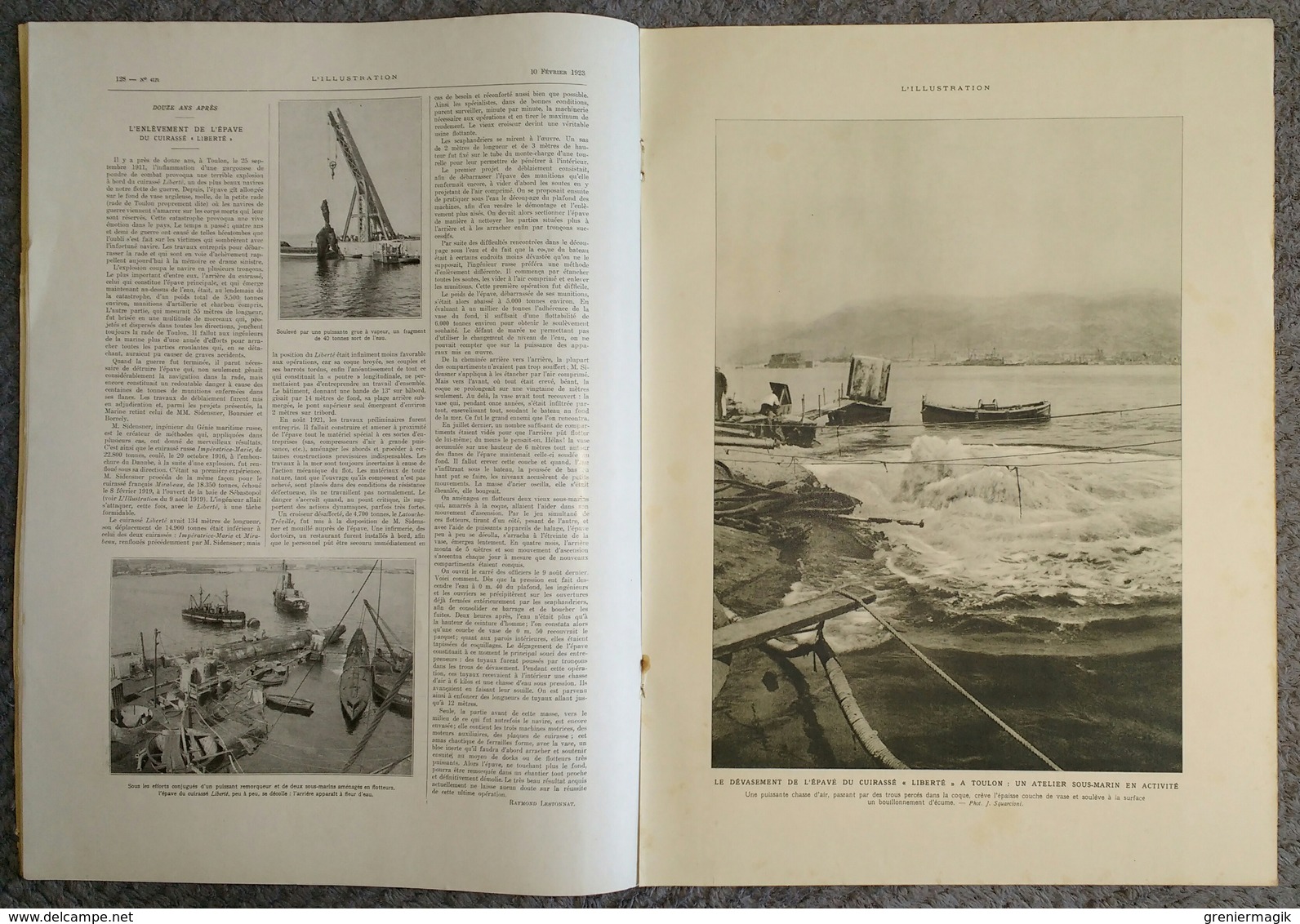 L'Illustration 4171 10 février 1923 Toutankhamon/Cuirassé "Liberté" à Toulon/Superbagnères/Vol à voile Biskra/Ruhr