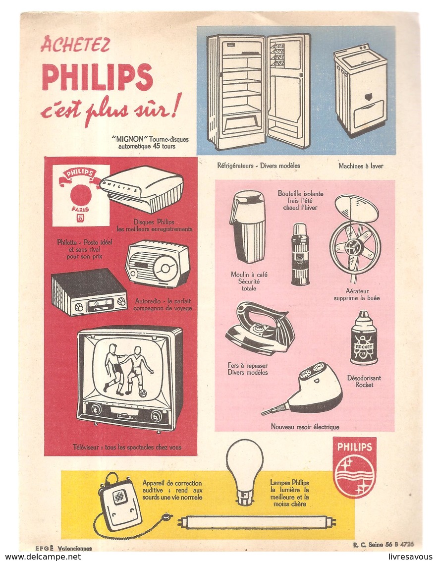 Protège Cahier Publicité Philips Joie Et Confort Dans La Maison Tourne Disques Philips - Protège-cahiers