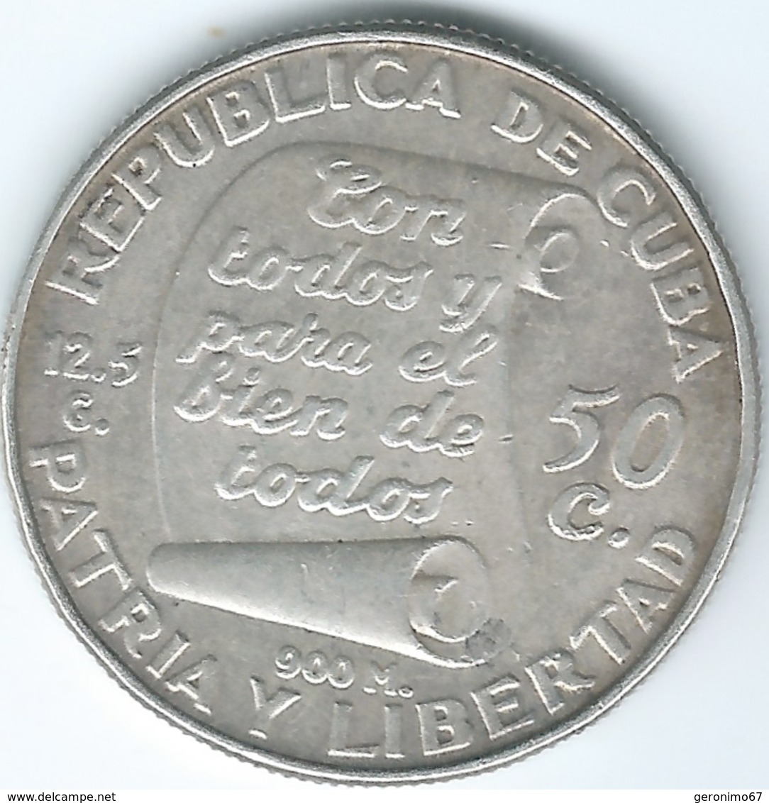 Cuba - 1953 - 50 Centavos - 100th Anniversary Of The Birth Of José Marti - KM28 - Cuba