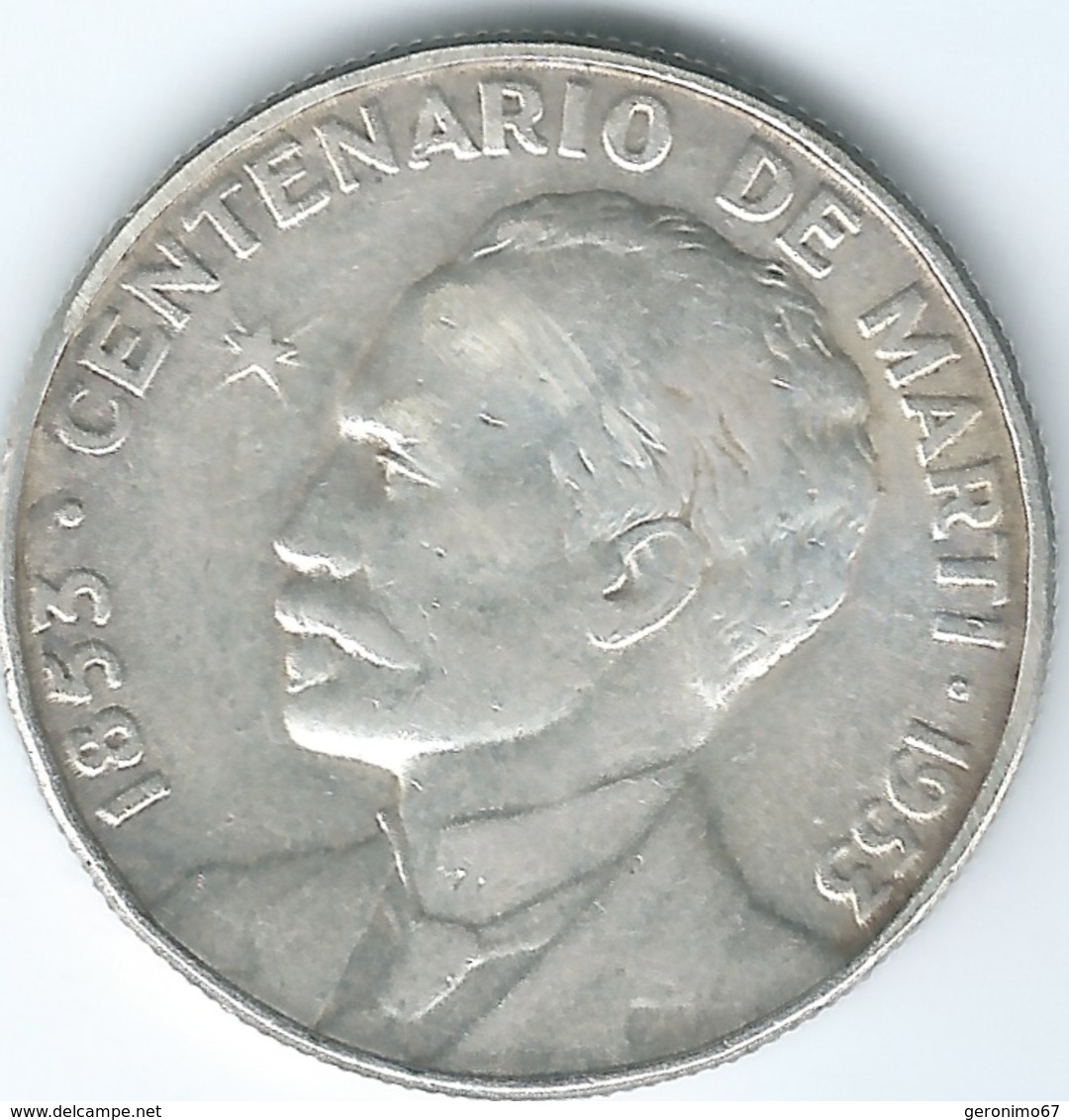 Cuba - 1953 - 50 Centavos - 100th Anniversary Of The Birth Of José Marti - KM28 - Cuba