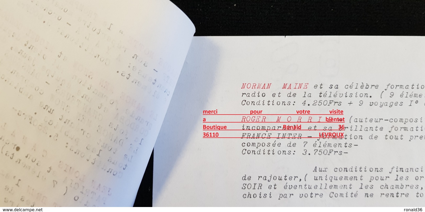 Courrier Tarif Pub Josiane COMPAGNON PARIS TANI SCALA JOHNNY HALLYDAY SYLVIE VARTAN CLAUDE FRANCOIS ANTOINE DALILA TORR - Publicités