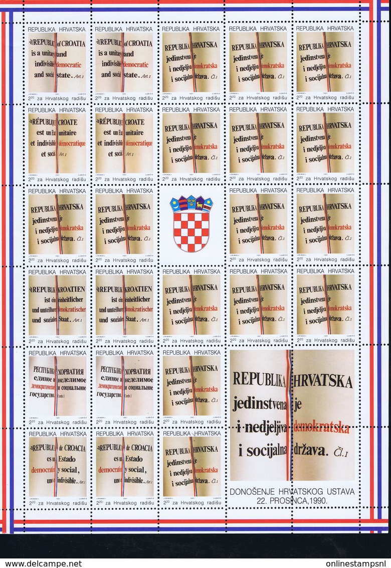 Croatia: Zwangzuschlagsmarken 1991 Mi Nr 14 A +  B Complete Sheets Postfrisch/neuf Sans Charniere /MNH/** - Kroatien