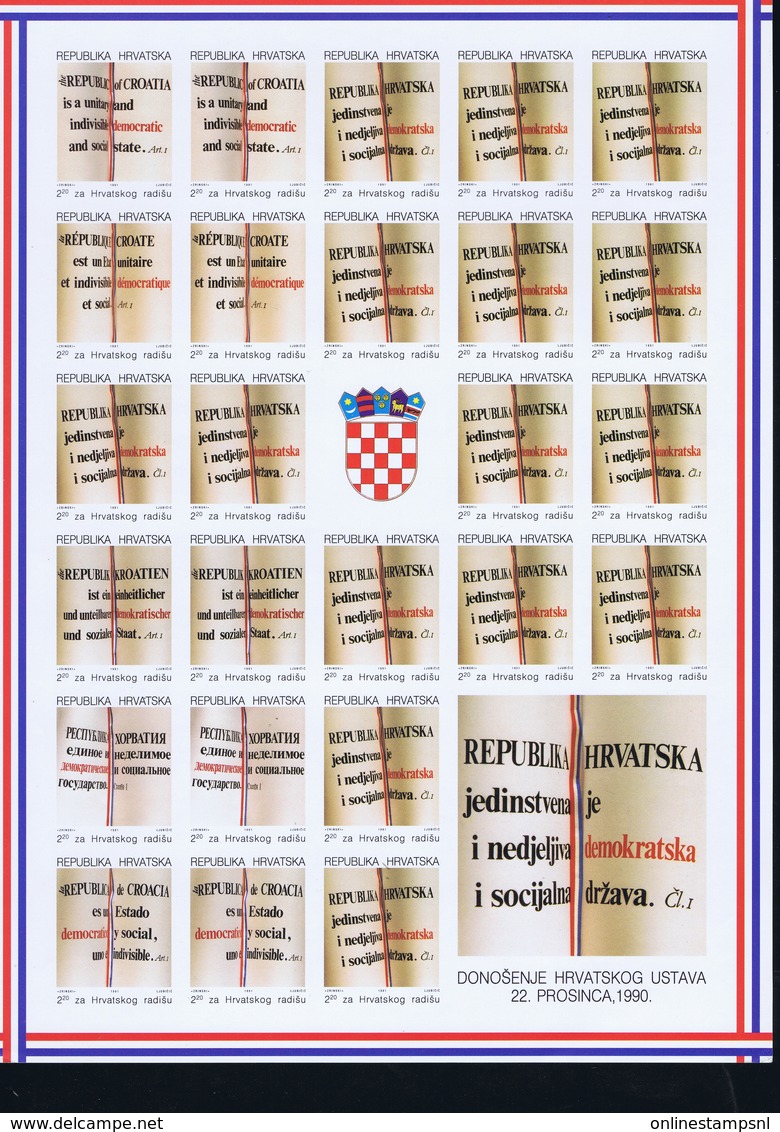 Croatia: Zwangzuschlagsmarken 1991 Mi Nr 14 A +  B Complete Sheets Postfrisch/neuf Sans Charniere /MNH/** - Croacia