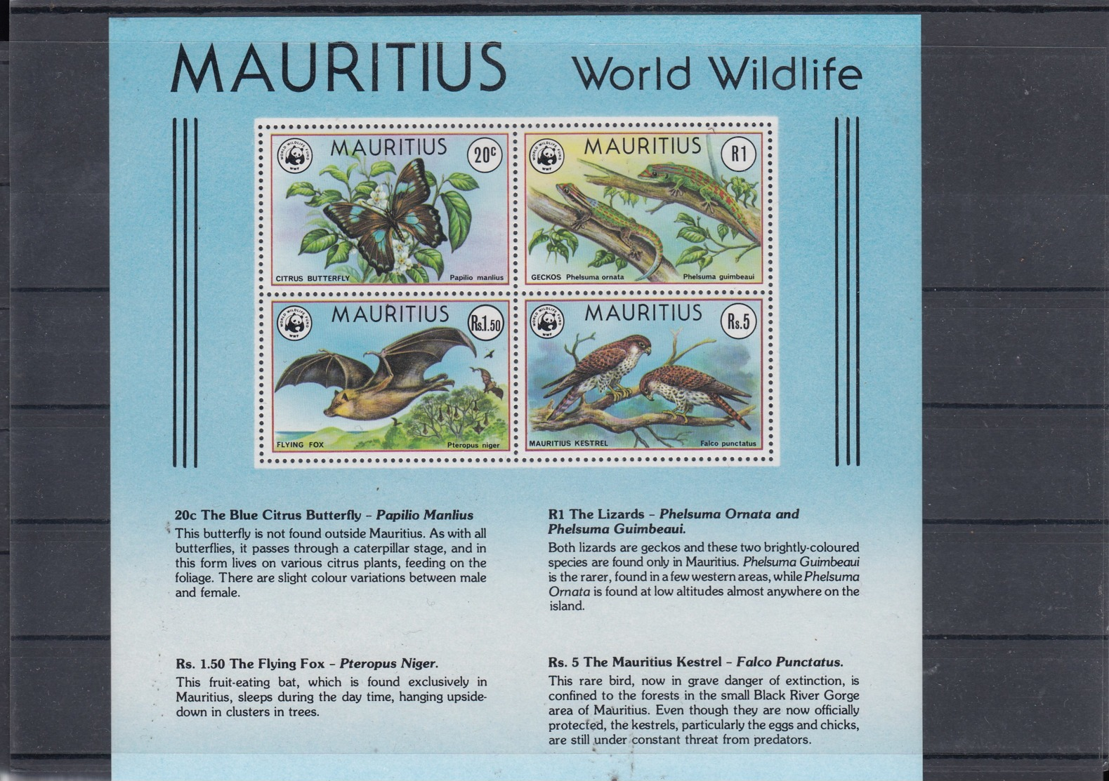 Mauritius (BBK) Michel Cat.No. Mnh/** 463/466 + Sheet 8 Wwf Issue - Maurice (1968-...)