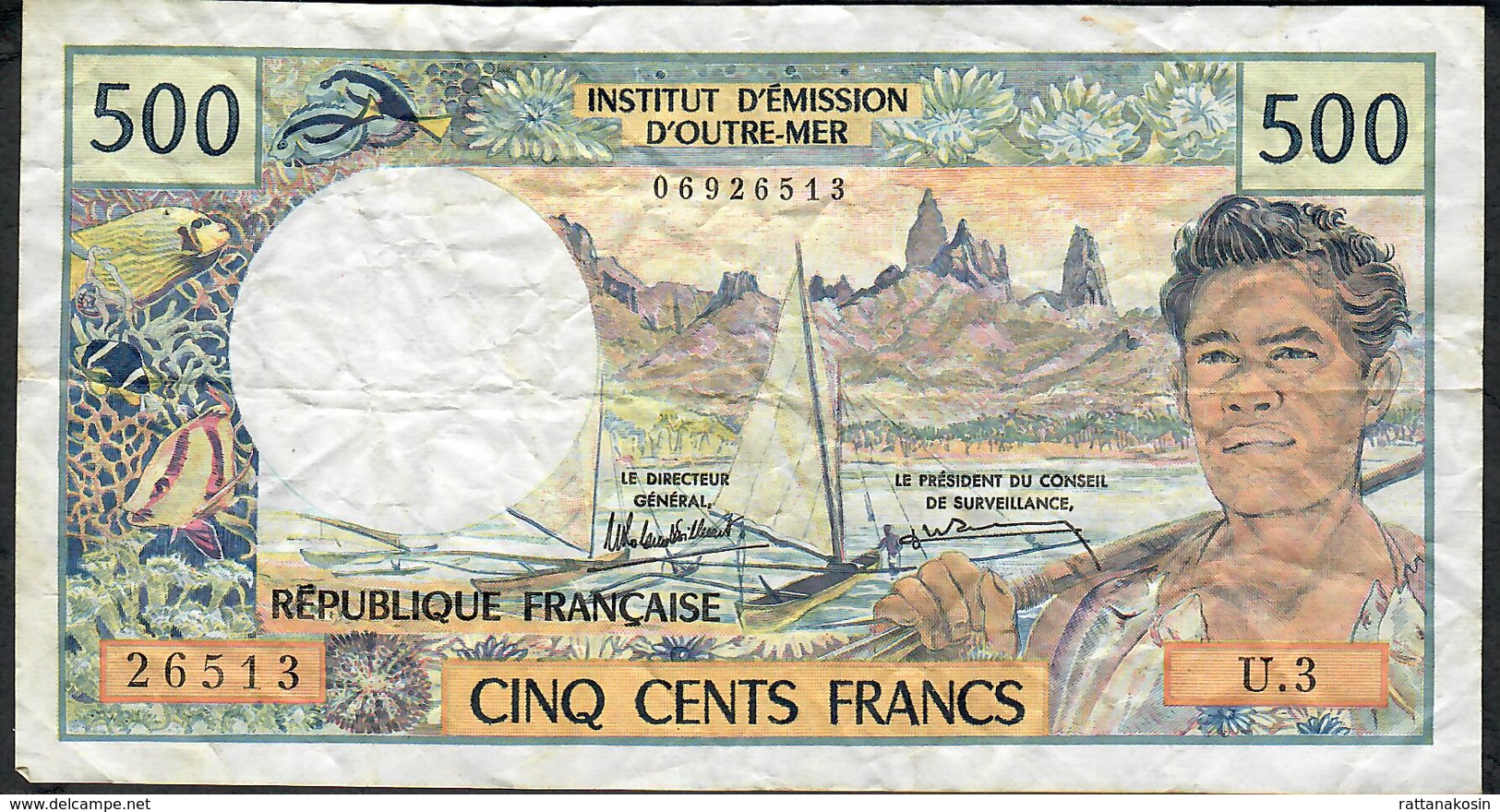 TAHITI P25d 500 FRANCS 1985 Signature 5 AVF 2 P.h. - Papeete (Französisch-Polynesien 1914-1985)