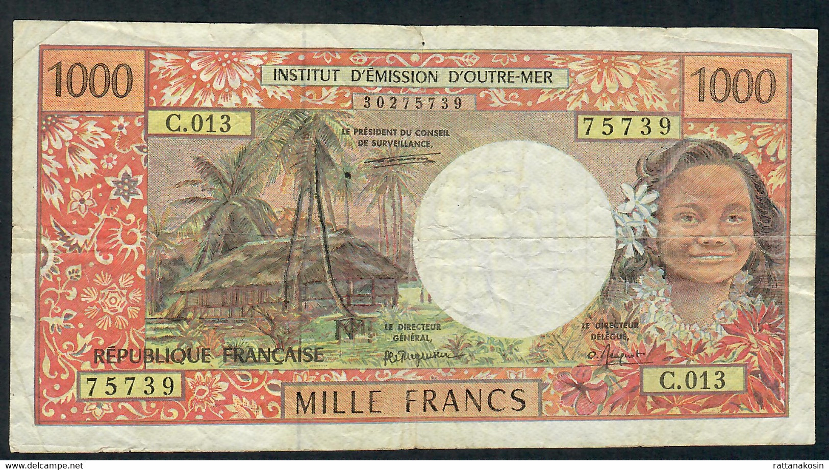 F.P.T. P2a 1000 FRANCS 1995 Signature 3  F-VF - Französisch-Pazifik Gebiete (1992-...)