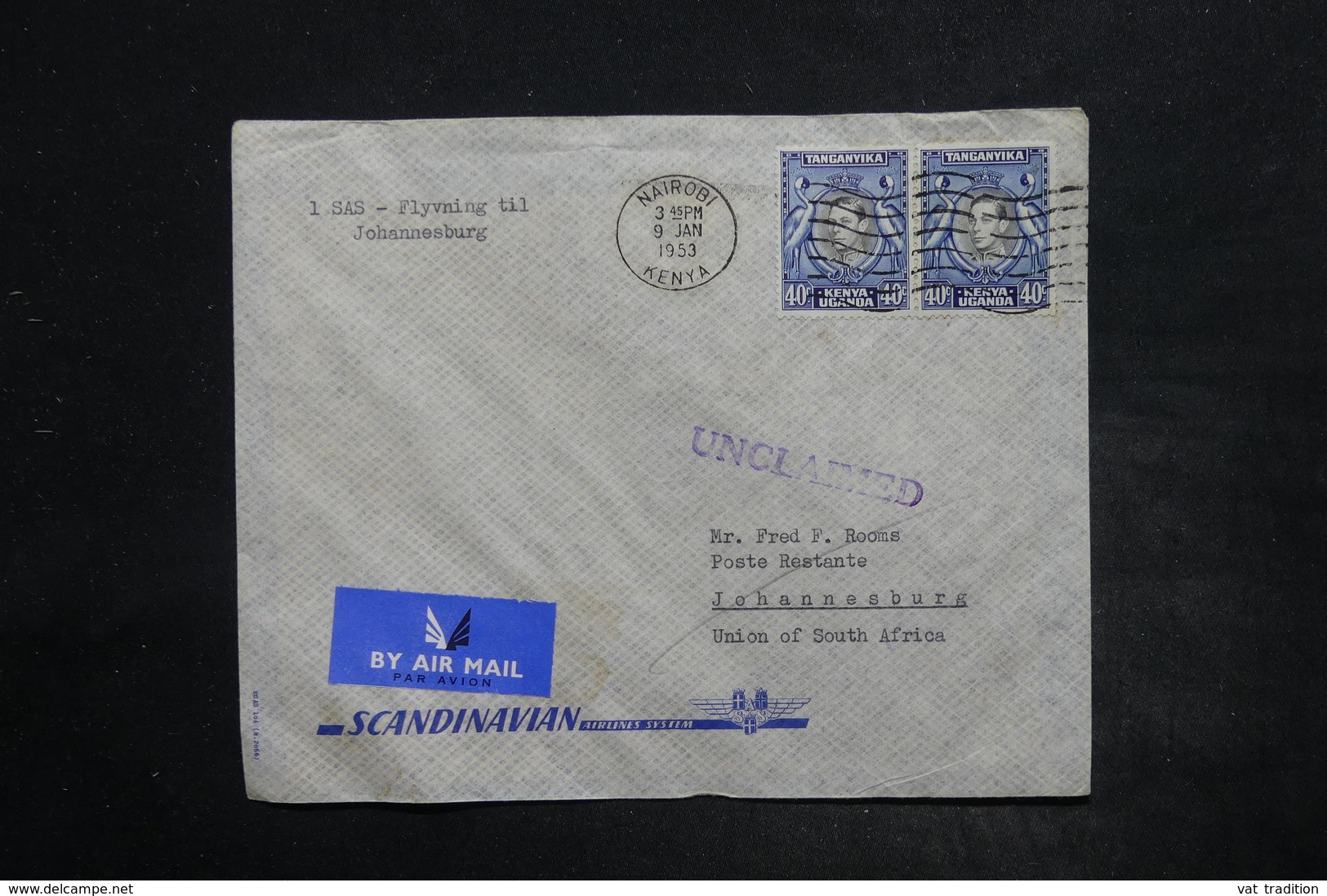 KENYA - Enveloppe De Nairobi Pour Johannesburg En 1953, Affranchissement Plaisant - L 26374 - Kenya, Uganda & Tanganyika