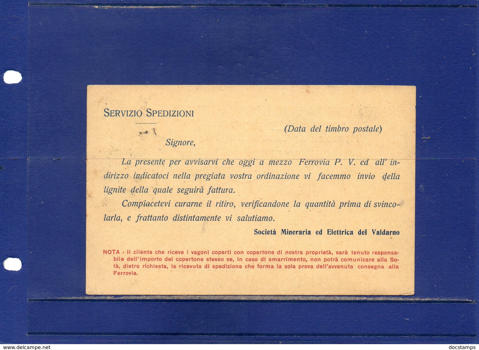 ##(DAN194)-Italy 1912-Cartolina Intestata "Società Mineraria Ed Elettrica Del Valdarno-Miniera Di Castelnuovo" Per Prato - Storia Postale