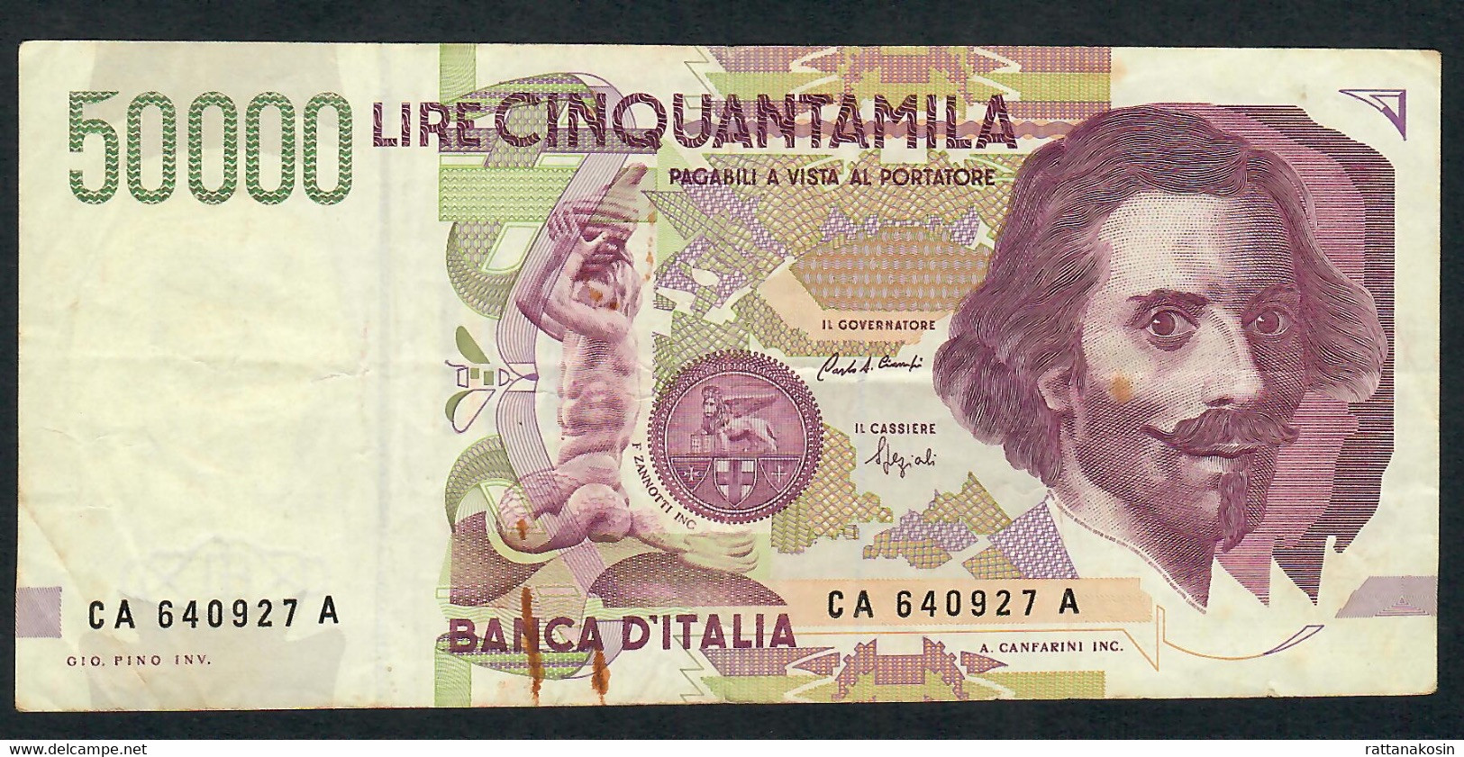 ITALY P116a 50.000 LIRE 1992 #CA/A       VF NO P.h. - 50000 Lire