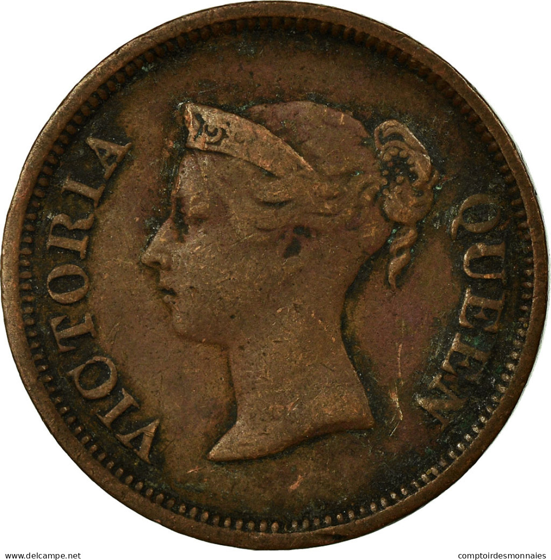 Monnaie, Straits Settlements, Victoria, 1/4 Cent, 1845, TB, Cuivre, KM:1 - Colonias