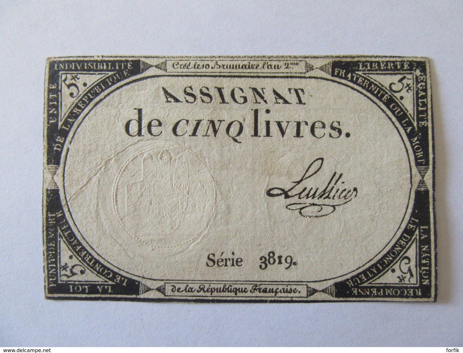 France - Assignat De 5 Livres Série 3819 - Signature Leullier - Vers 1792 - Assignats