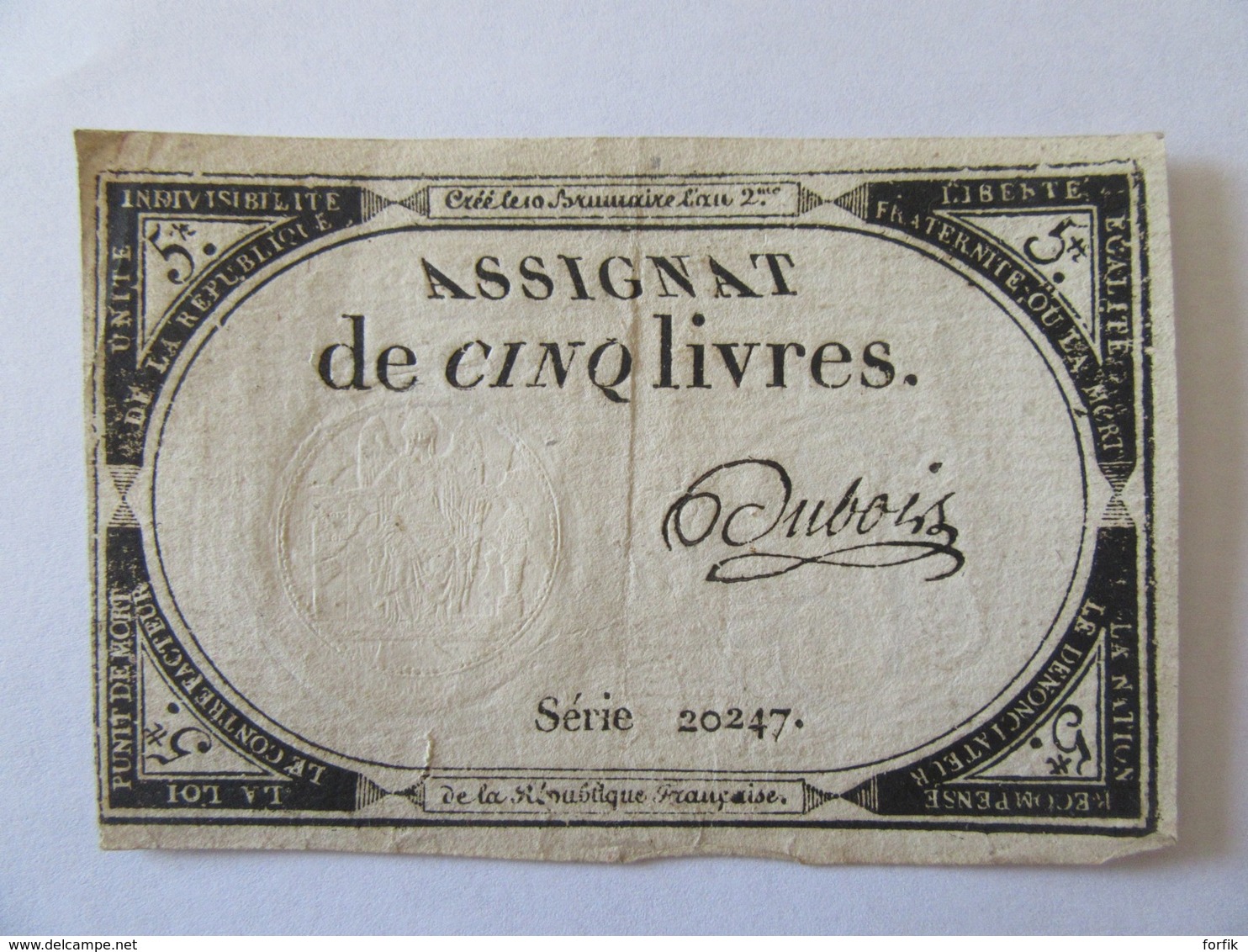 France - Assignat De 5 Livres - Série 20247 - Signature Dubois - Vers 1792 - Assignats